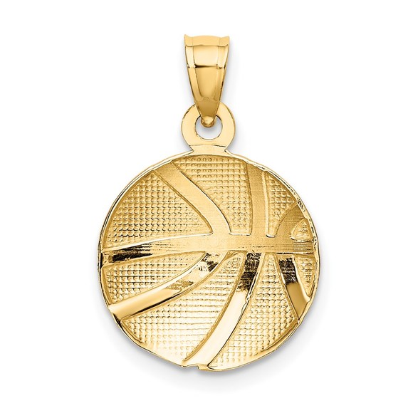 14k Yellow Gold Genuine Sports 2-D Textured Basketball Charm - Picture 5 of 5
